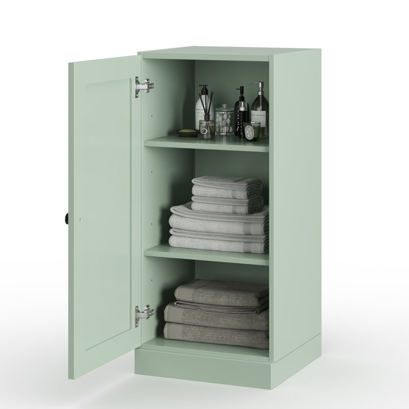 Armoire de rangement 100% bois massif 16,5 po avec porte shaker et tablettes réglables, Sauge