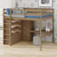 Lit mezzanine en bois moderne, garde-robe intégrée, bureau, tablettes de rangement-129204080