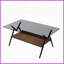 Table basse rectangulaire en verre trempé gris avec tablette en bois aggloméré brun pour le salon - Facile à nettoyer et amp; Stable-121049104-121049101
