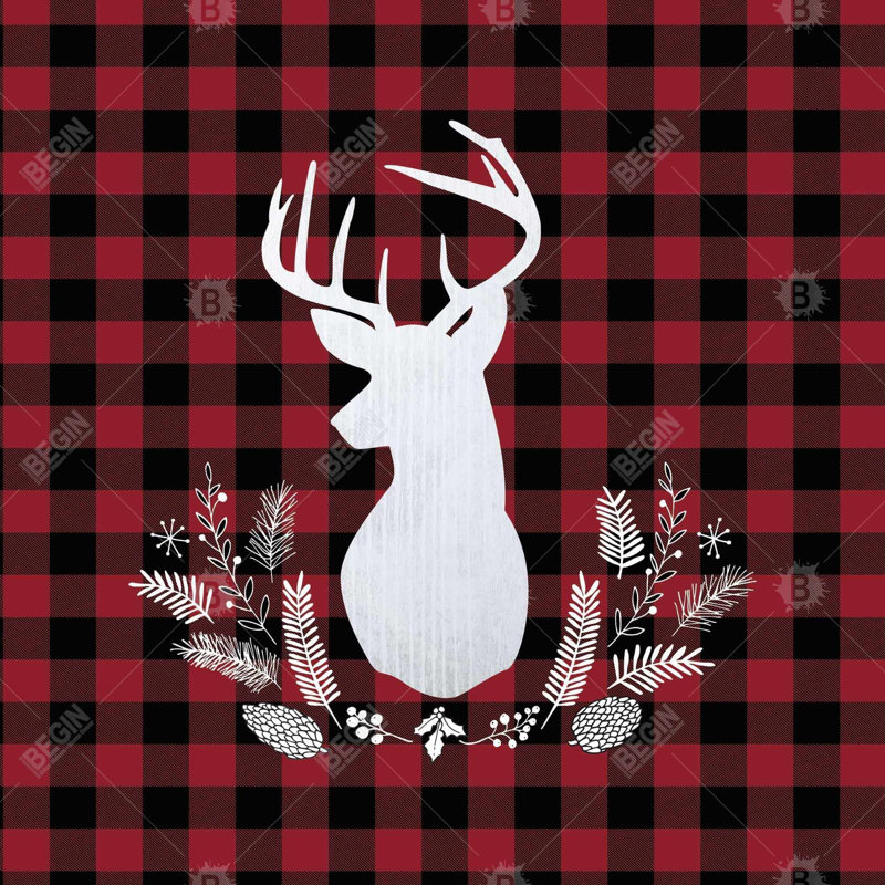 Deer plaid - 32"x32" art on canvas