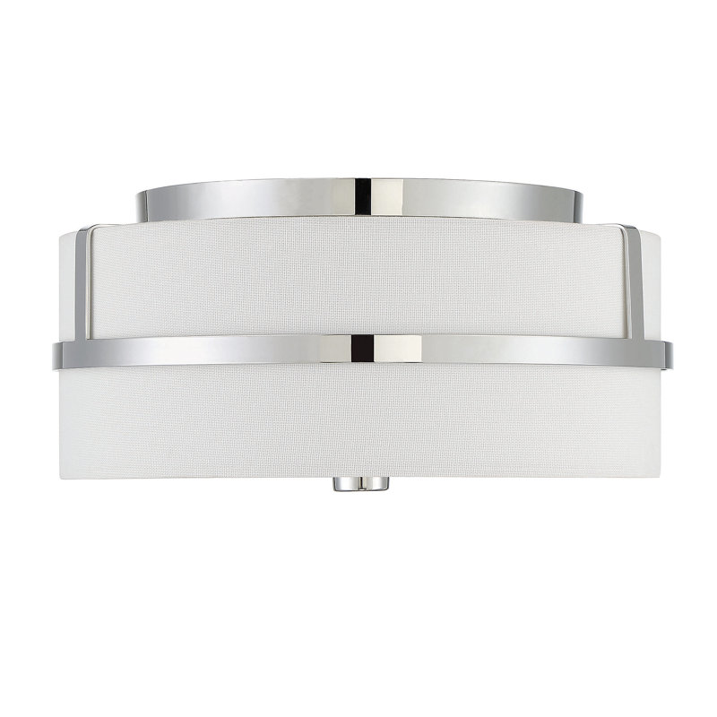 Plafonnier encastré 13 po 2 lumières Pascaline, Nickel poli