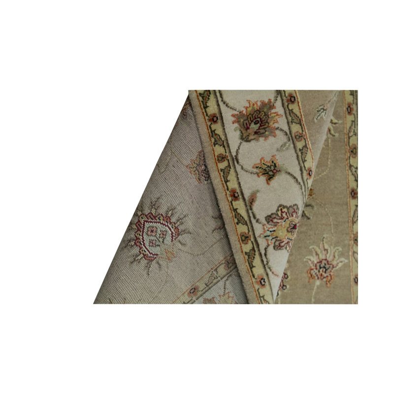 Wool Oriental Area Rug in Tan/Light Blue