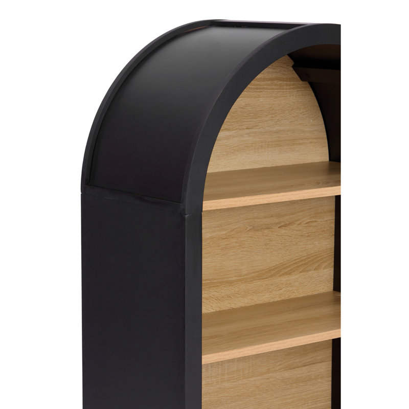 Black Arched 4 Shelf, 43" Height, Storage Space, Stylish Design, Robust Construction, -First Tall Bookcase, Shelves, Classic Vintage Appeal, , Tipping, Use