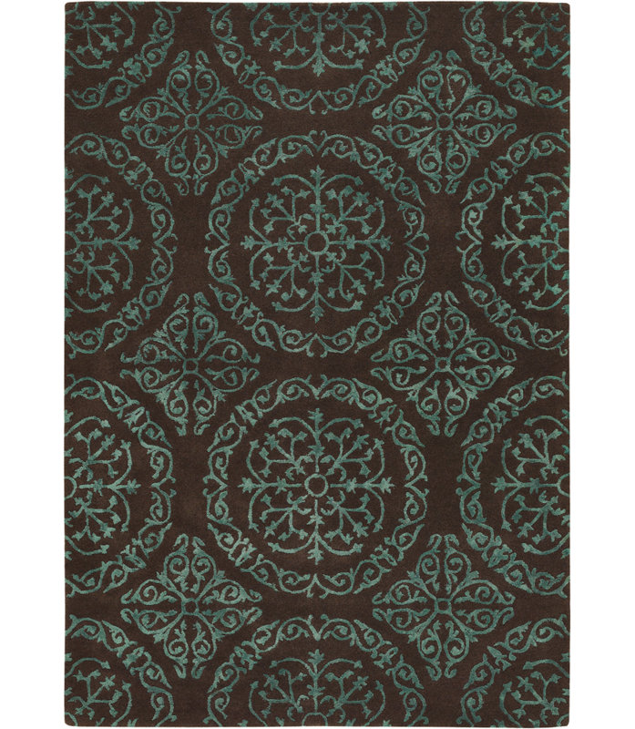 Tapis brun / bleu Polster, Tapis de couloir 2 pi 6 po x 7 pi 6 po