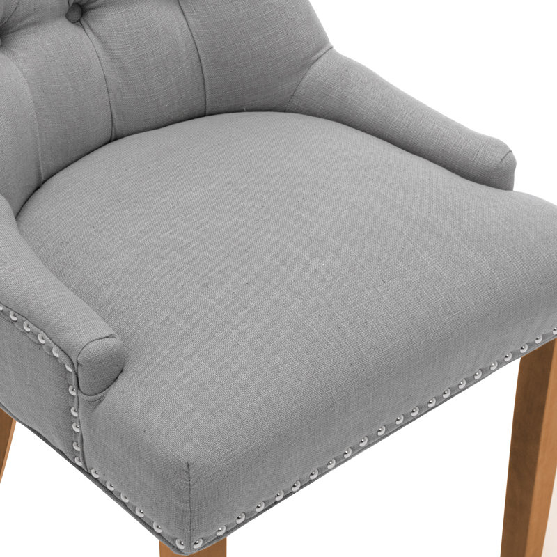 Chaise de salle à manger rembourrée Berenis, Gris clair, Brun