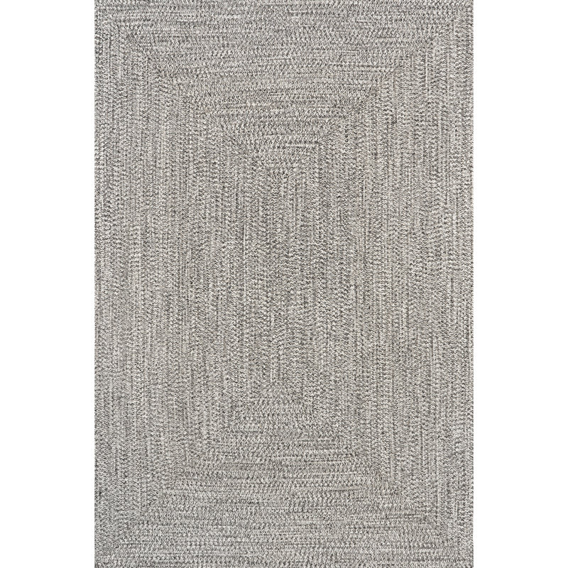 Tapis intérieur / extérieur tressé Edie, Rectangle 2 pi x 3 pi, Argent gris