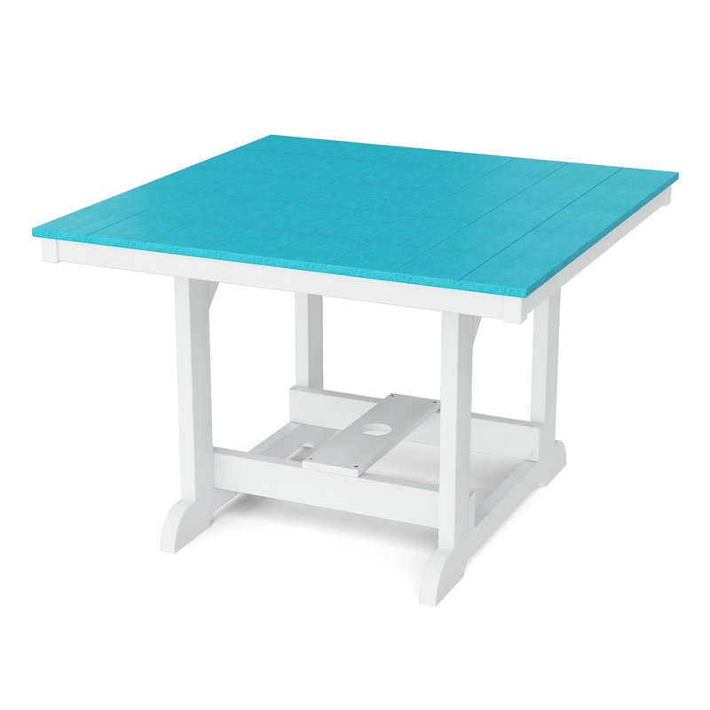 Table de salle à manger 44 "x 44" Heritage, Bleu Aruba / blanc