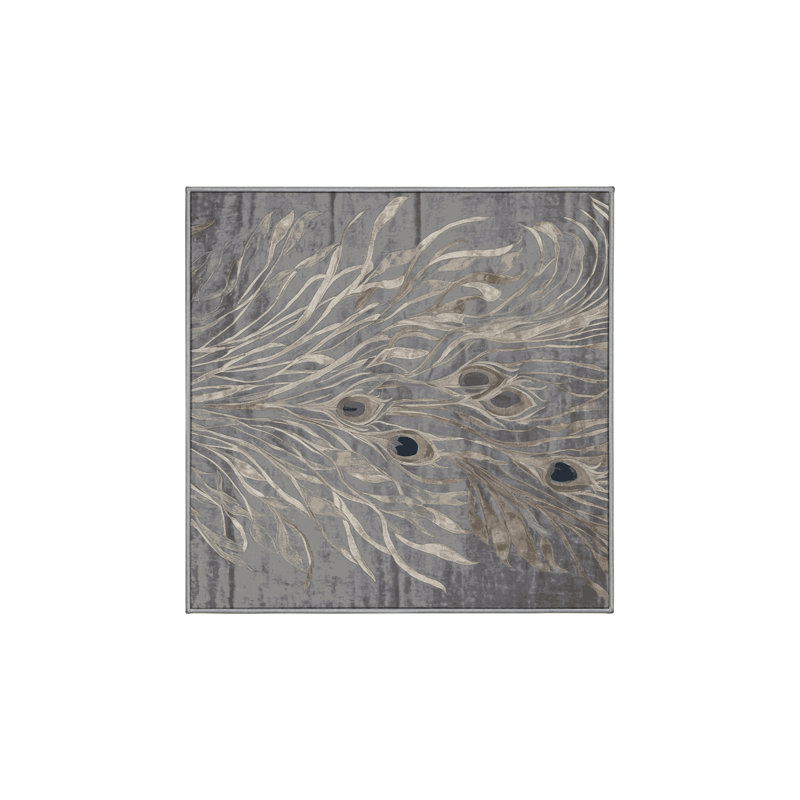 Silky Soft Plush Gray Area Rug, Square 6'
