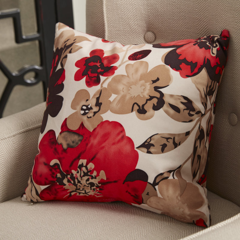  Coussin en velours fleur, Rouge