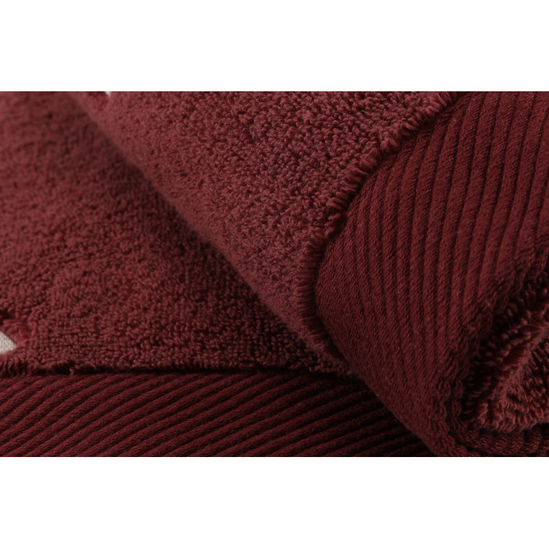Ensemble de 2 serviettes 100% coton Jazmenn, Fuchsia / crème