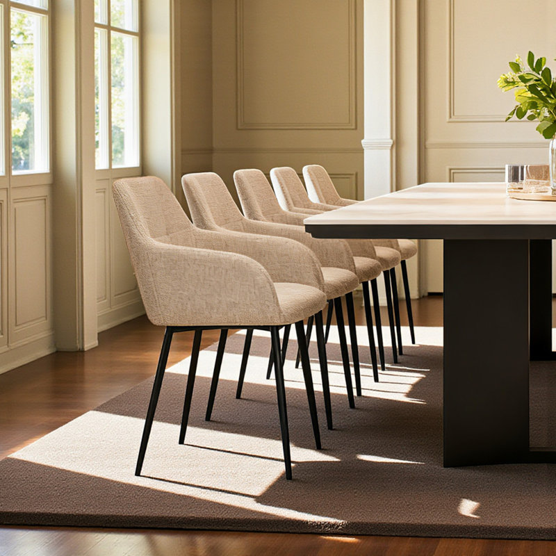 Chaise d'appoint rembourrée en mélange de lin et de coton Kamai, 4