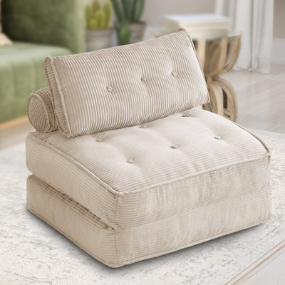 2-In-1 Corduroy Bean Bag Floor Sofa Bed