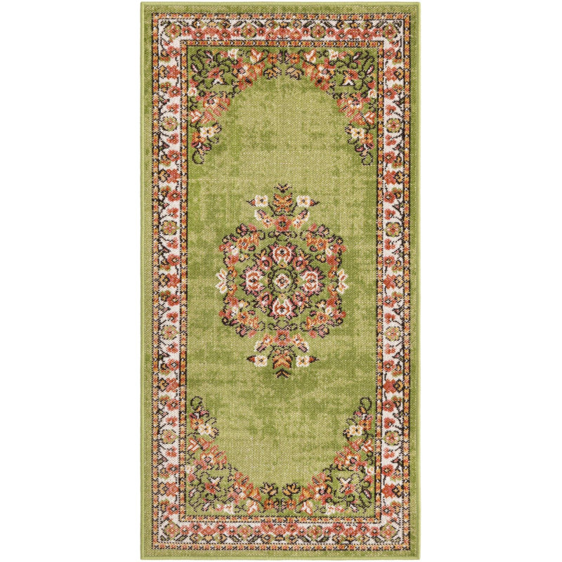 Oriental Green Area Rug, Runner 2' x 4'1"