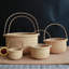 Paniers ronds classiques avec poignées en bois et panier en bois tissé à la main