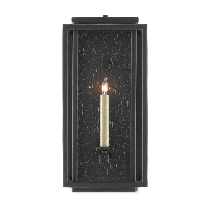 Applique murale d'extérieur en verre martelé noir H 19,5 po Wright