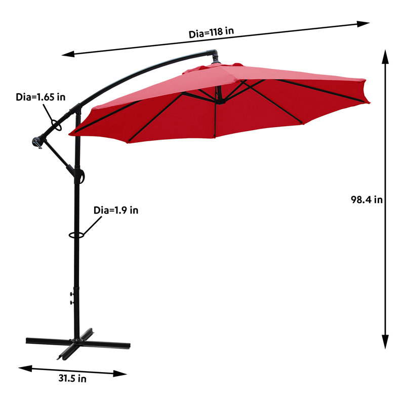 Parasol en porte-à-faux 10 po Iyanna, Rouge