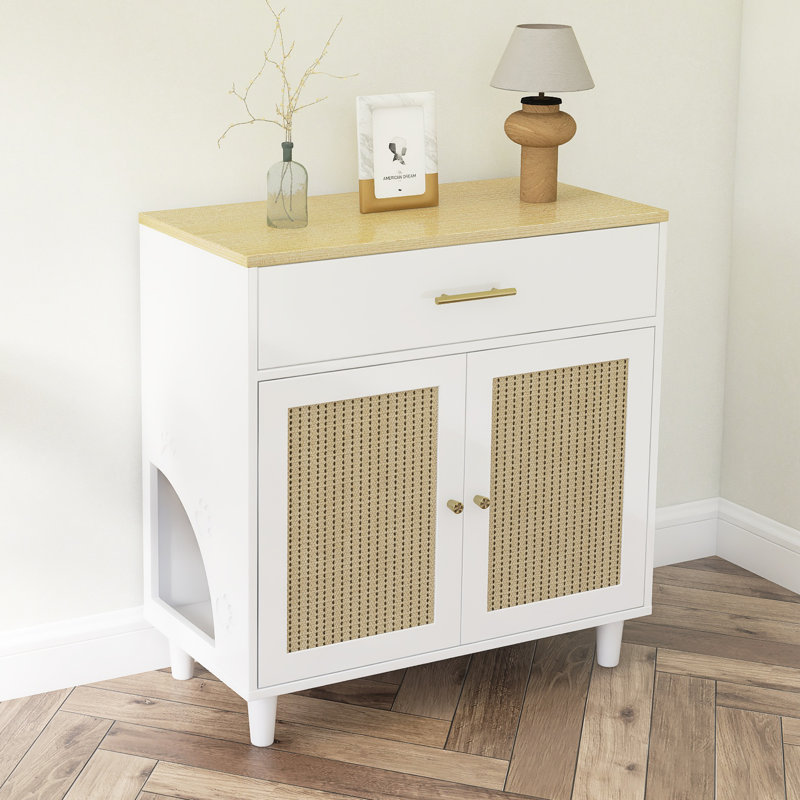 Enceinte de litière pour chat avec bloc-notes, meubles cachés pour litière, buffet de maison pour animaux en bois, armoire de rangement