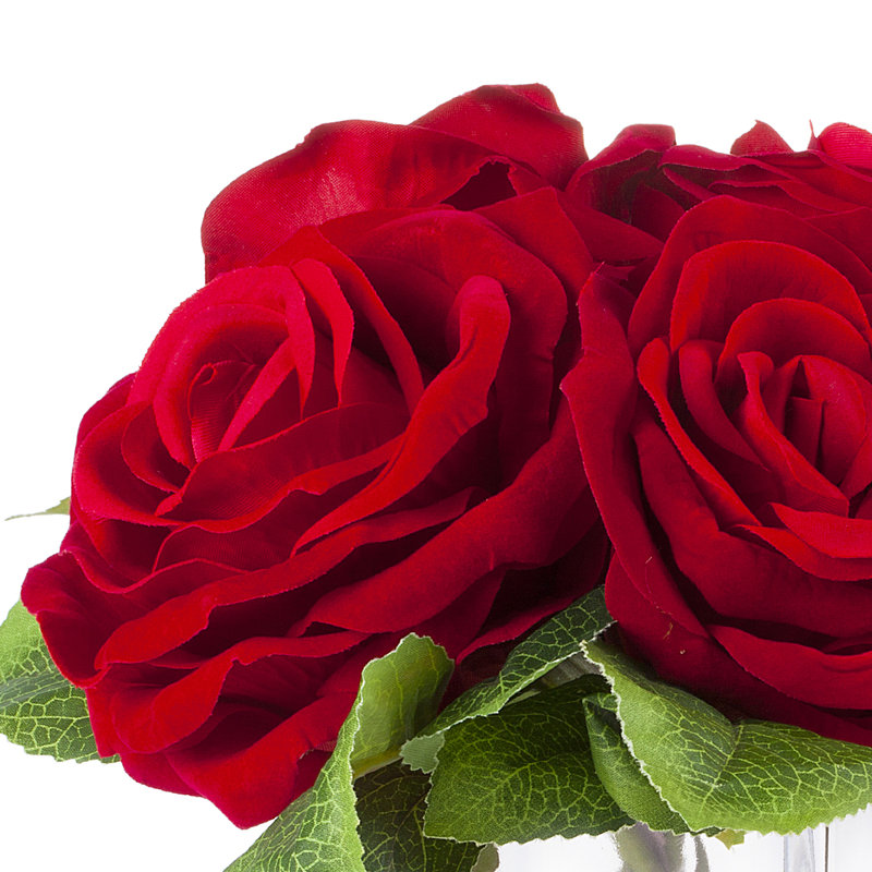 Arrangement floral de roses dans un vase, Rouge