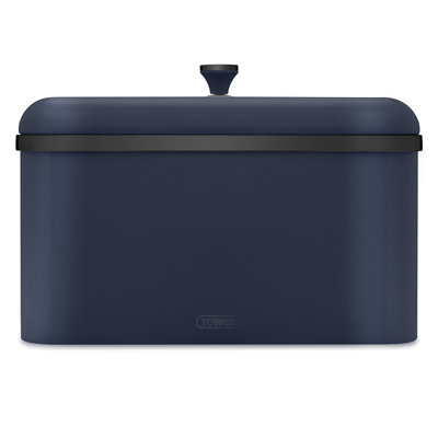 Tower Sera Bread Bin with Removable Lid, Carbon Steel Body, with Smoked Black Trim