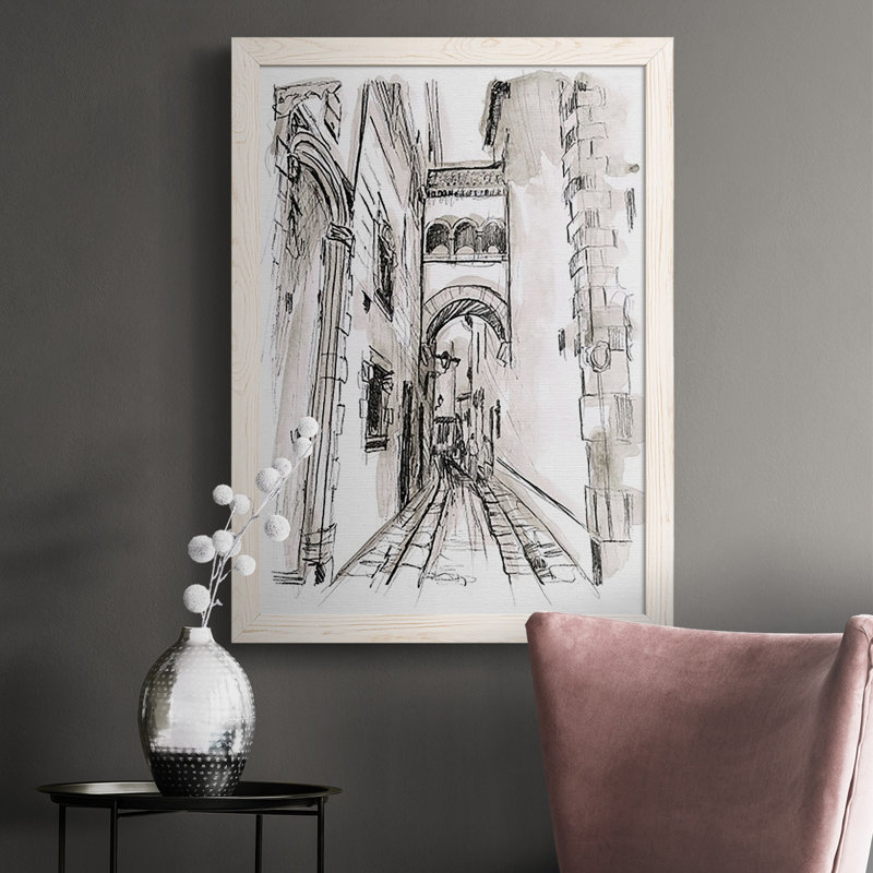 " Europe Street Sketches II ", White, 37.5" H x 27.5" W x 1" D