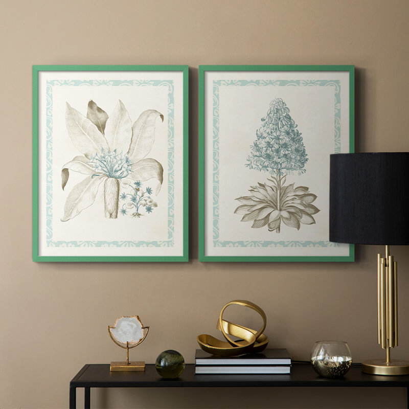 Reproduction encadrée Willow Blue Besler V-Premium - prête à être accrochée - aucun clou requis - aucun clou requis, Gris