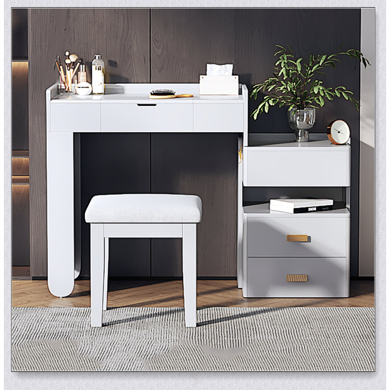 3-In-1 Makeup Vanity Desk With Flip-Top Mirror, LED Lighting, Adjustable Length & Ample Drawers - Stylish Multi-Functional Dressing Table For Home
