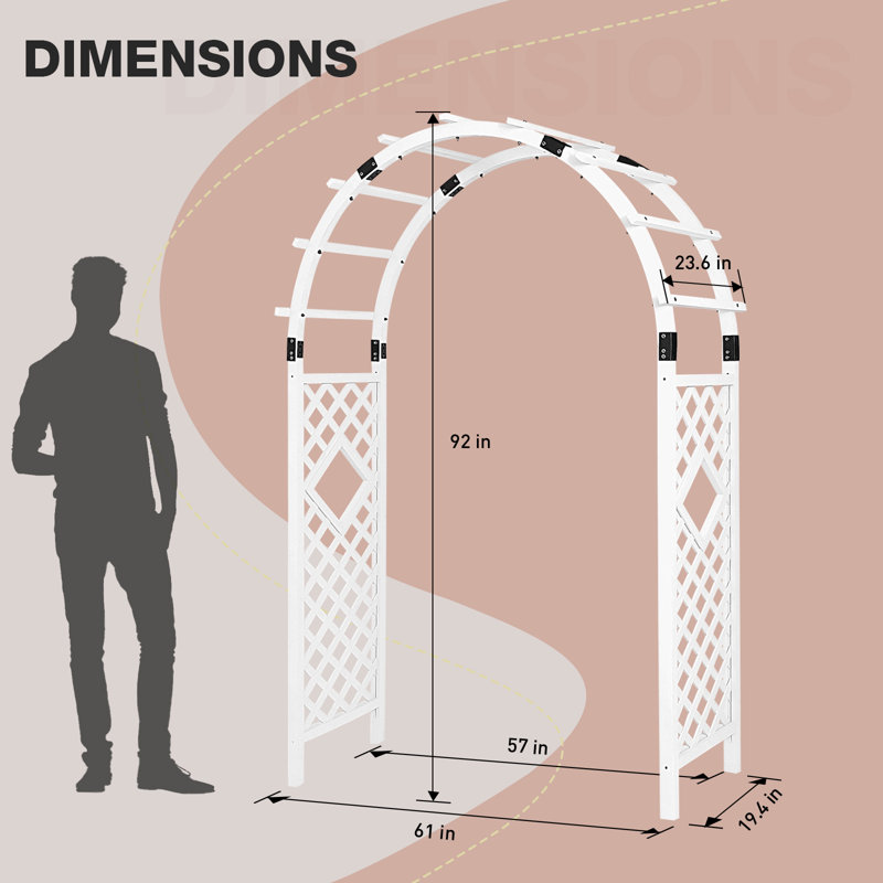 White Wooden Garden Arbor Trellis Archway for Outdoor Weddings