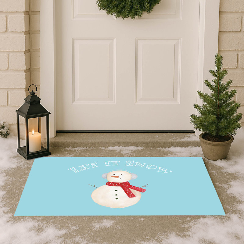Tapis d'extérieur Let it Snow, Bleu, L 21 po x L 34 po