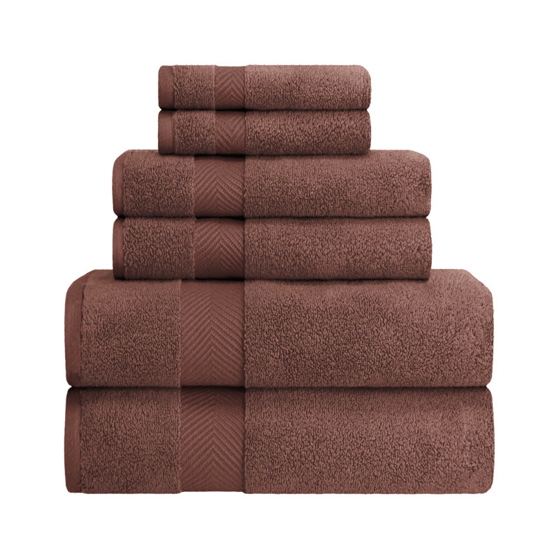 Ensemble de serviettes 100% coton ultra doux 6 pièces Hamachi, Espresso, 6 Piece Towel Set