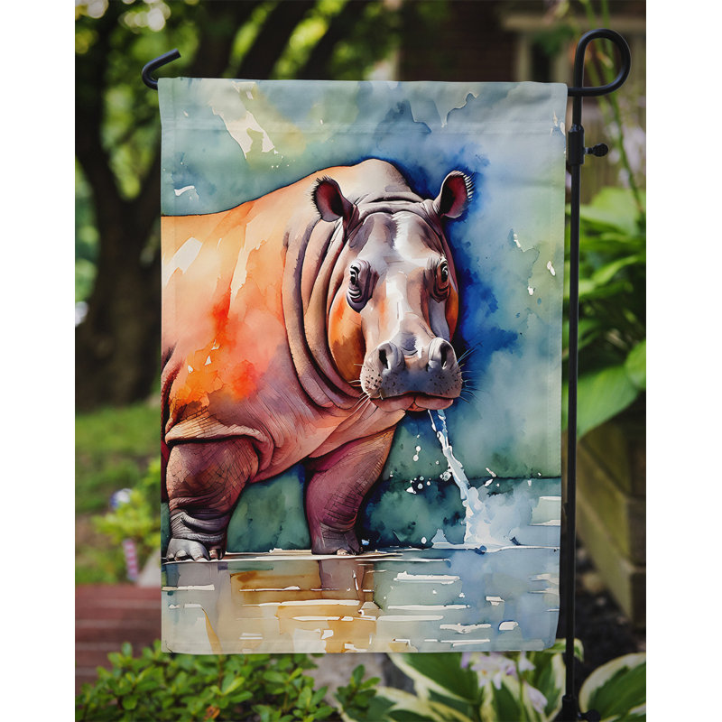 Drapeau de jardin hippopotame