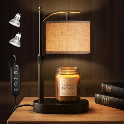 Lampe chauffe-bougie à hauteur réglable avec minuterie et variateur, 2 ampoules, chauffe-cire électrique pour la plupart des bougies en pot, cadeau de Noël ou d'anniversaire