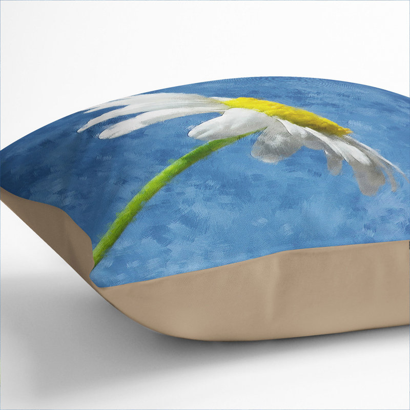 White Daisy Flower Scatter Cushion, 55cm H x 55cm W x 20cm D, Stone