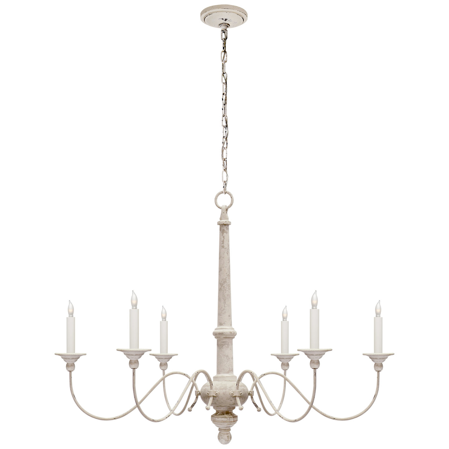 Country 6 - Light Wood Dimmable Chandelier, 26.75"H x 36.5"W x 36.5"D