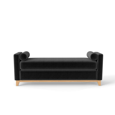 Sherpa Fleece Upholstered Bench / Daybed / Ottoman With Solid Wood Legs And 2 Bolster Pillows, Ideal For Bed End, Bedroom, Living Room, Entryway