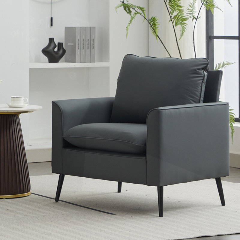 Chaise d'appoint rembourrée Cat Paw, Similicuir gris