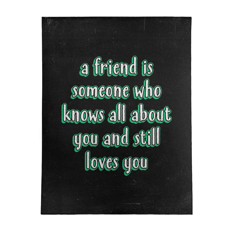 Tapis en polyester tableau noir style en polyester love & amitié quote, Rectangle 5 pi x 7 pi