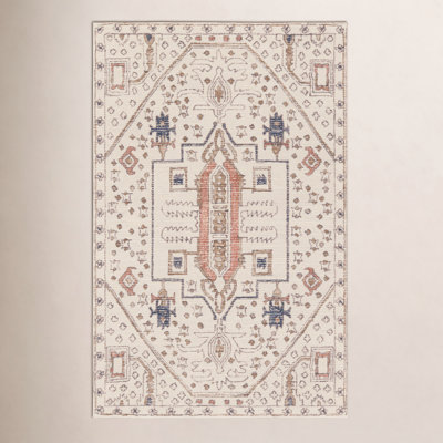 Murphie Handmade Medallion Ivory/Red Area Rug