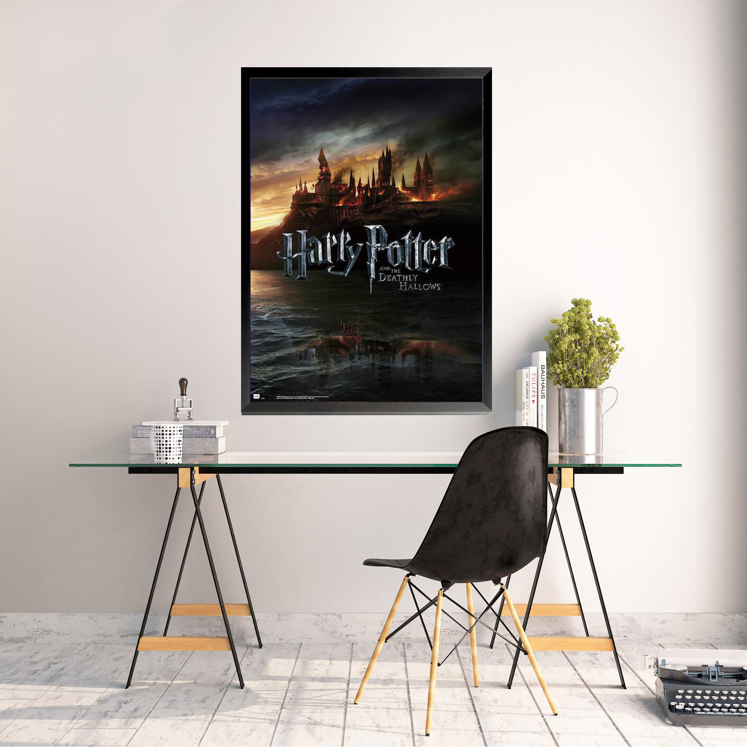 5 Pcs Framed Harry Potter Hogwarts for Home Office Decor Wall
