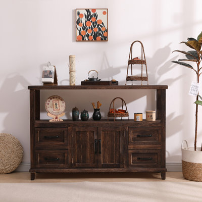 Dark-coffee Solid Wood Sideboard