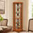 Lighted Corner Curio Cabinet, Elegant Glass Display Case With Built-In Lighting For Living Room, Bar, Antique Collections & Wine, Dark Oak-1247124155