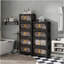 Noir, armoire de rangement pliante latérale de 24 po, 5 niveaux, 23,62 po x 13,78 po x 59,84 po, bacs de rangement pliables avec porte magnétique, armoire de rangement en plastique avec roues