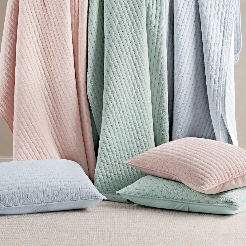 Ensemble de courtepointe en point de croix en coton, Twin + 1 Sham, Seafoam