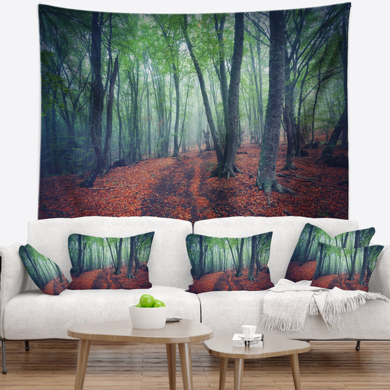 Paysage avec une belle tapisserie d'automne verte, H 50 po x l 60 po