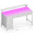 Linze Computer Desk w/ Monitor Shelf, RGB LED Lights, USB Ports & Drawers-776955452-776955455