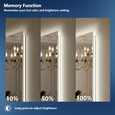 Lunara UL Certified Frameless Backlit LED Bathroom Vanity Mirror with 5mm Tempered Glass, 3-Color Temp, Dimmable, Anti-Fog