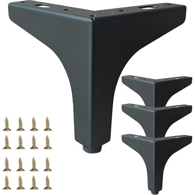 4-Inch Heavy-Duty Metal Furniture Legs, 1.4Mm Thick Matte Black Cabinet Feet With Anti-Slip Base, Supports 660Lbs Capacity