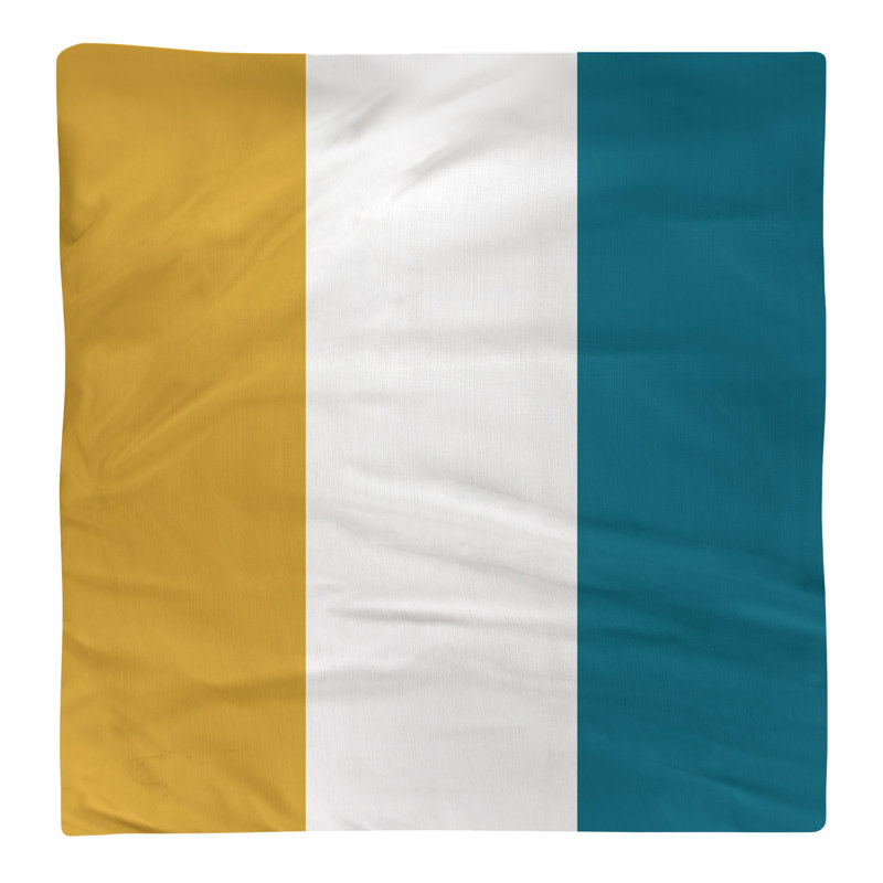 Cotton Striped Square Napkin, Gold/White/Aqua