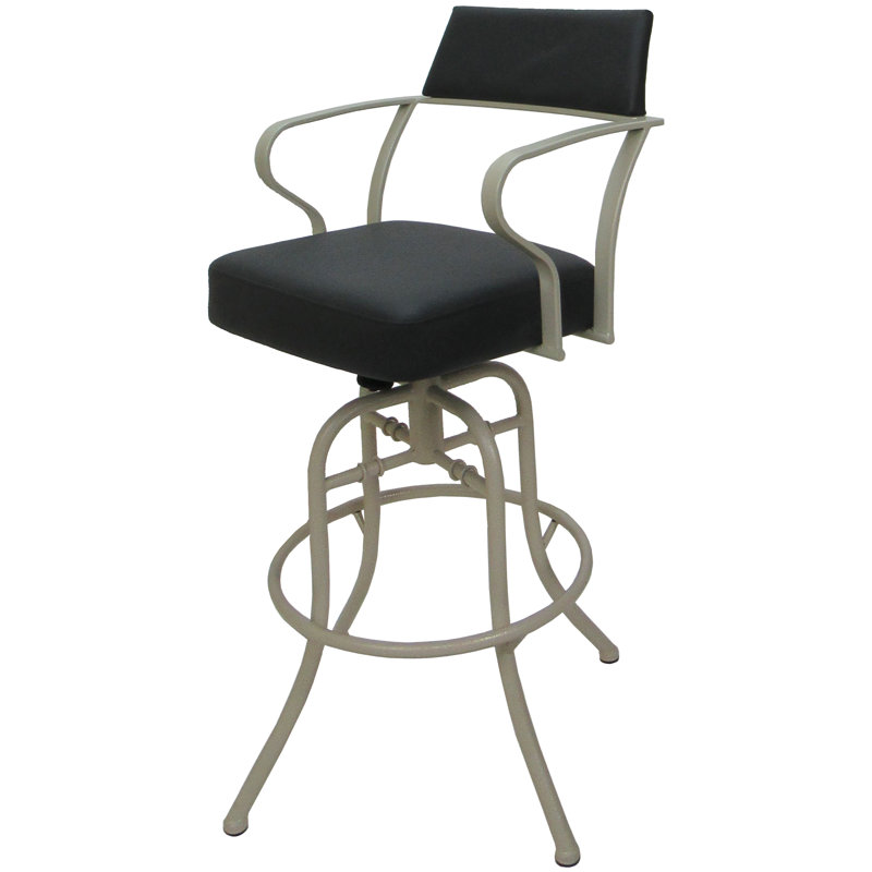 Tabouret de comptoir pivotant 26 po Chiyomi, Vinyle - siège gris / structure beige