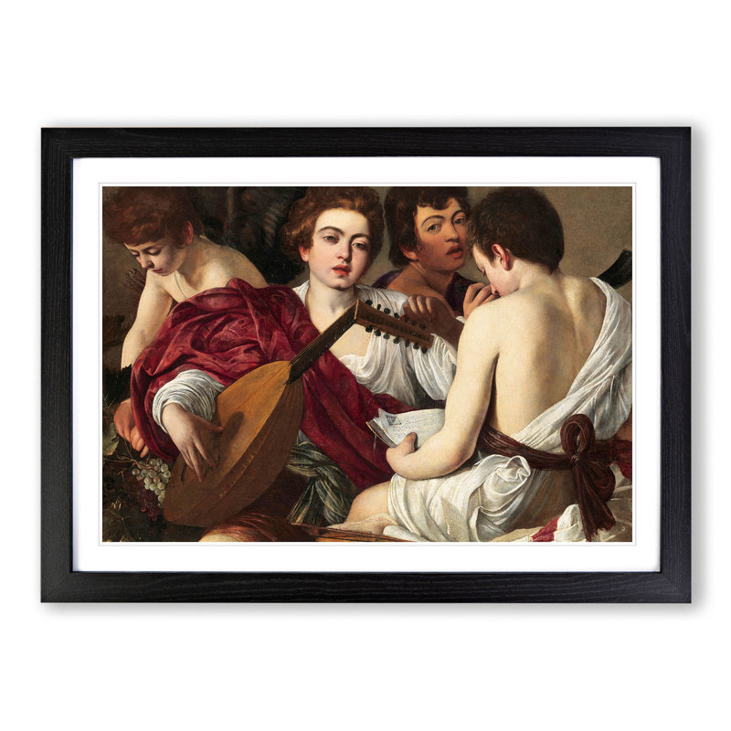 XX-A-1273X Music by Caravaggio - Picture Frame Painting, 48cm H x 65cm W x 2cm D, Black Framed