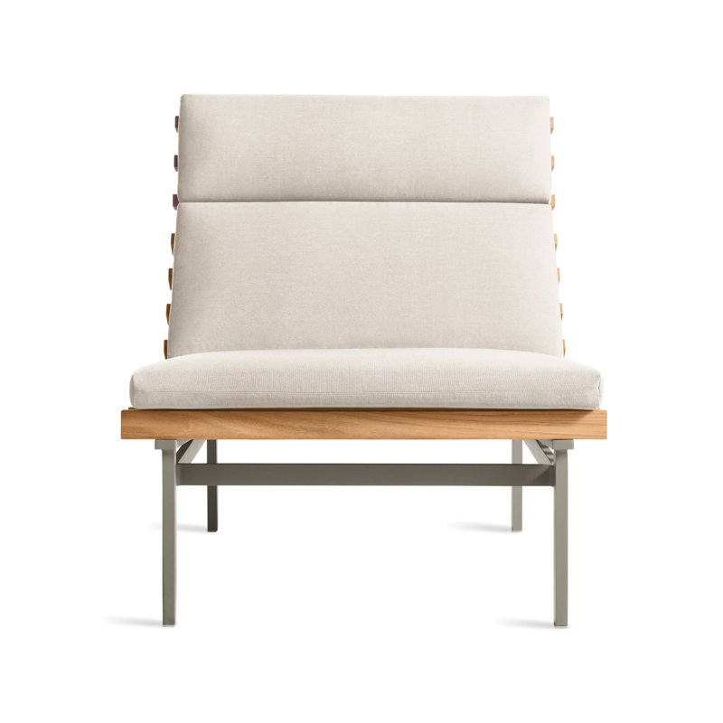 Perch Outdoor Teak Chaise Lounge, Sunbrella Linen, Charcoal